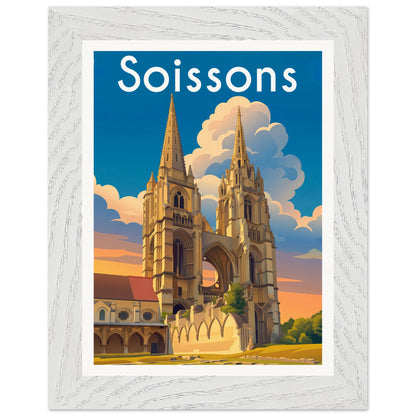 Affiche Soissons - Encadrée, cadre blanc 15x20 cm