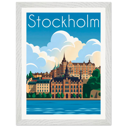 Affiche Stockholm - Encadrée, cadre blanc 30x40 cm