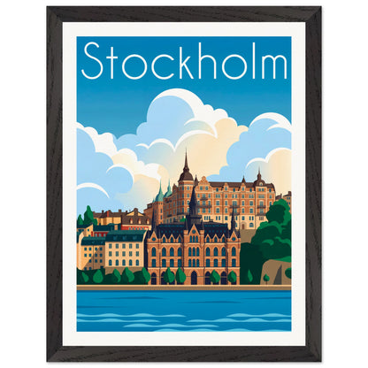 Affiche Stockholm - Encadrée, cadre noir 30x40 cm