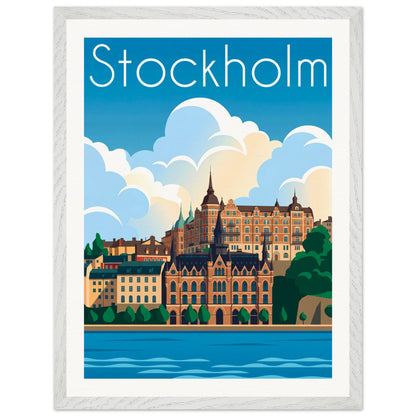 Affiche Stockholm - Encadrée, cadre blanc 45x60 cm
