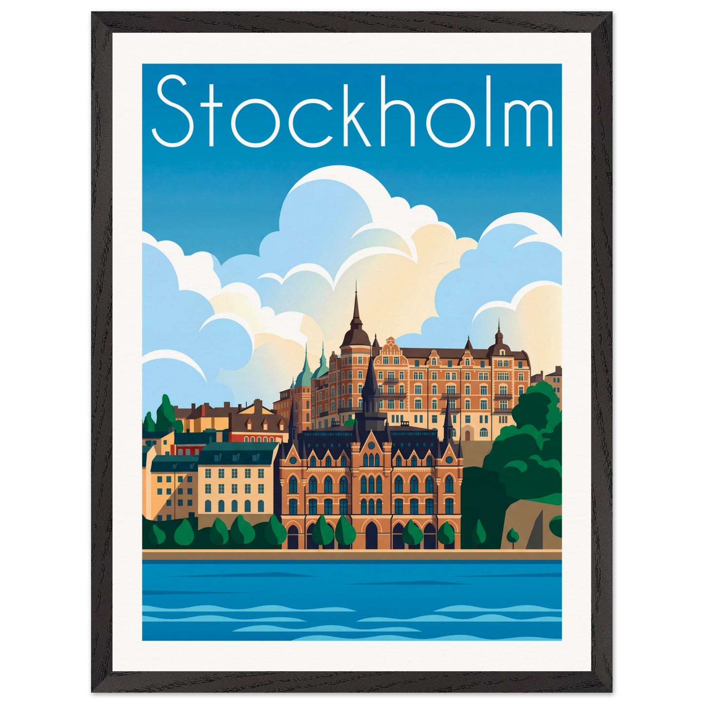 Affiche Stockholm - Encadrée, cadre noir 45x60 cm