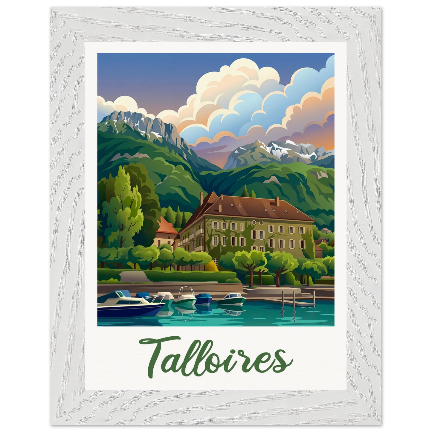 Affiche Talloires - Encadrée, cadre blanc 15x20 cm