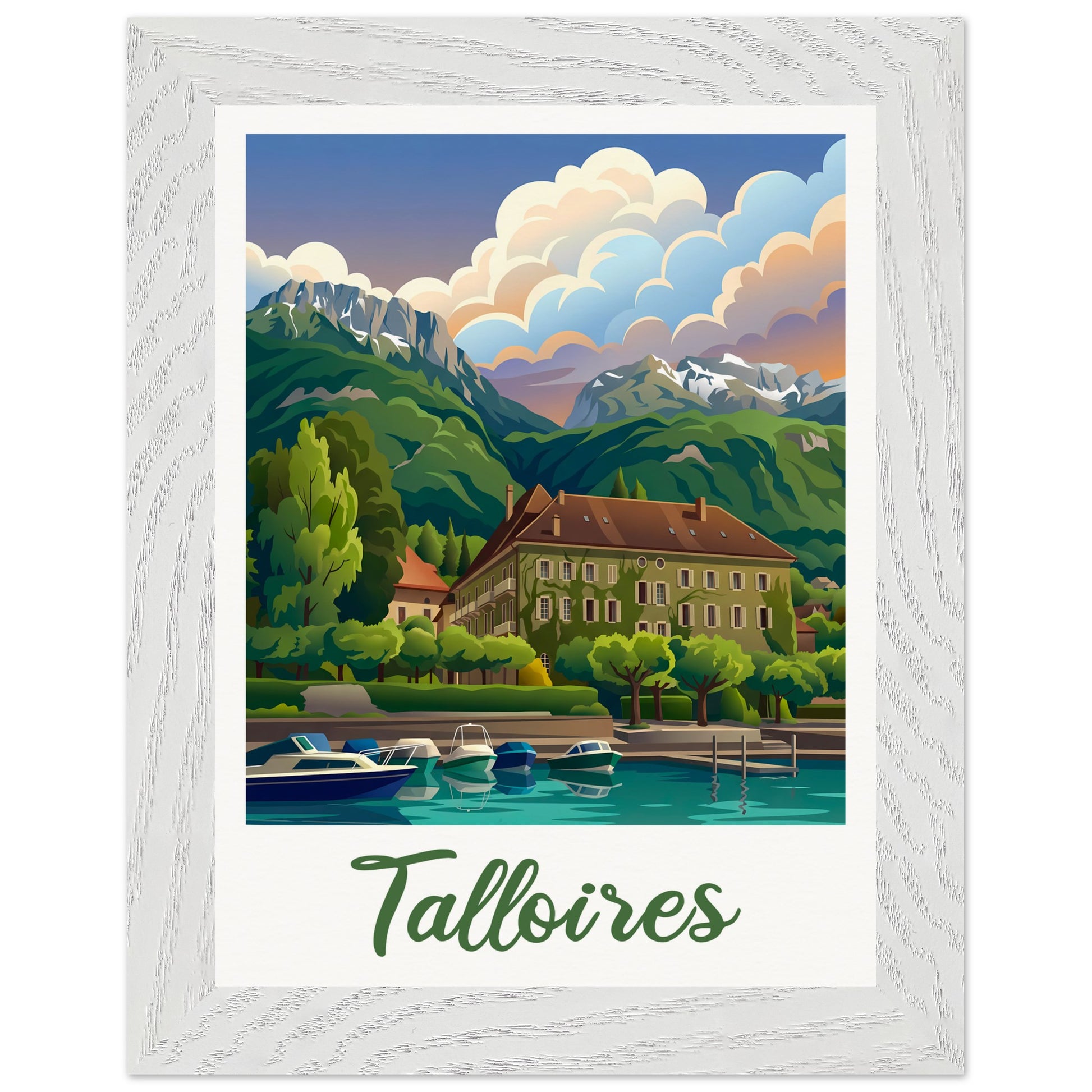 Affiche Talloires - Encadrée, cadre blanc 15x20 cm