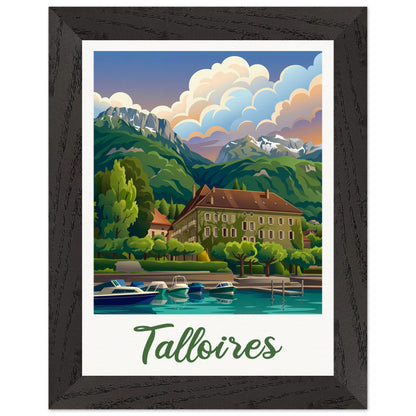 Affiche Talloires - Encadrée, cadre noir 15x20 cm
