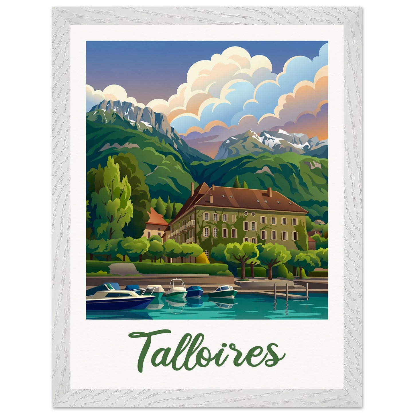 Affiche Talloires - Encadrée, cadre blanc 30x40 cm