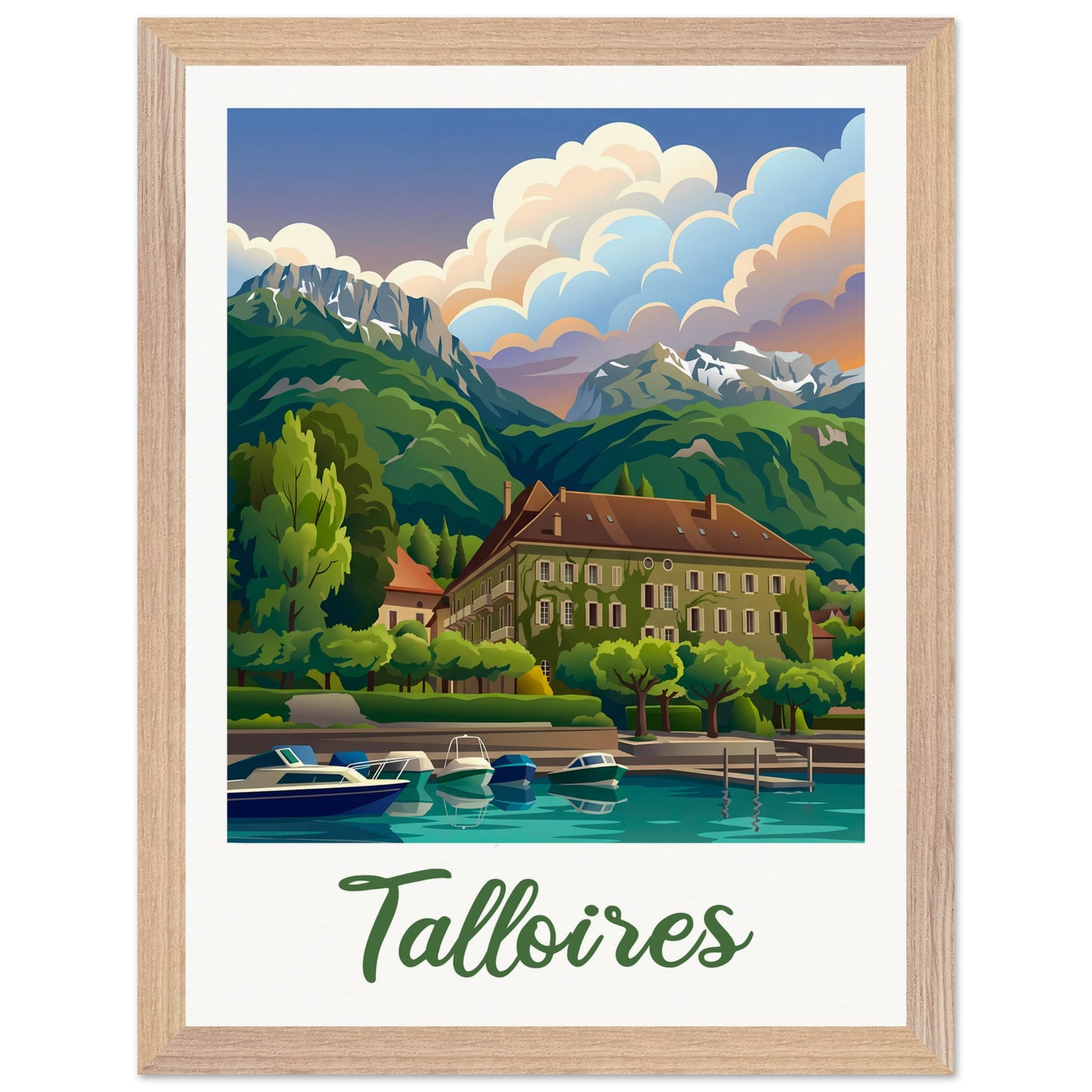 Affiche Talloires - Encadrée, cadre bois 30x40 cm