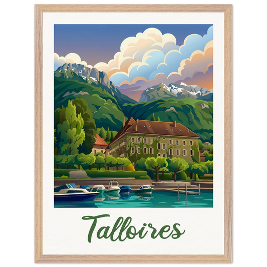 Affiche Talloires - Encadrée, cadre bois 45x60 cm
