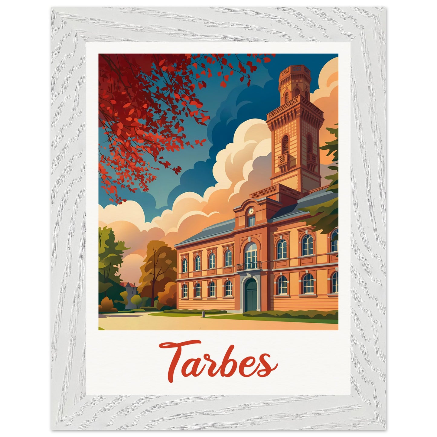 Affiche Tarbes - Encadrée, cadre blanc 15x20 cm