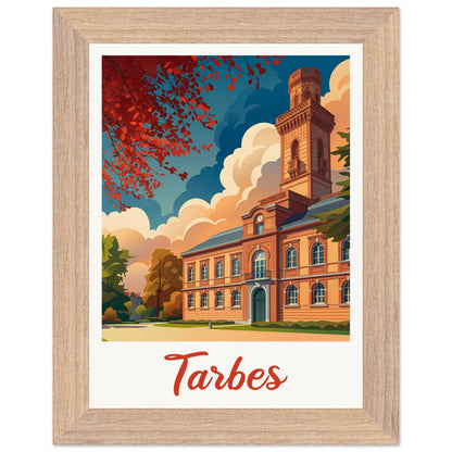 Affiche Tarbes - Encadrée, cadre bois 15x20 cm