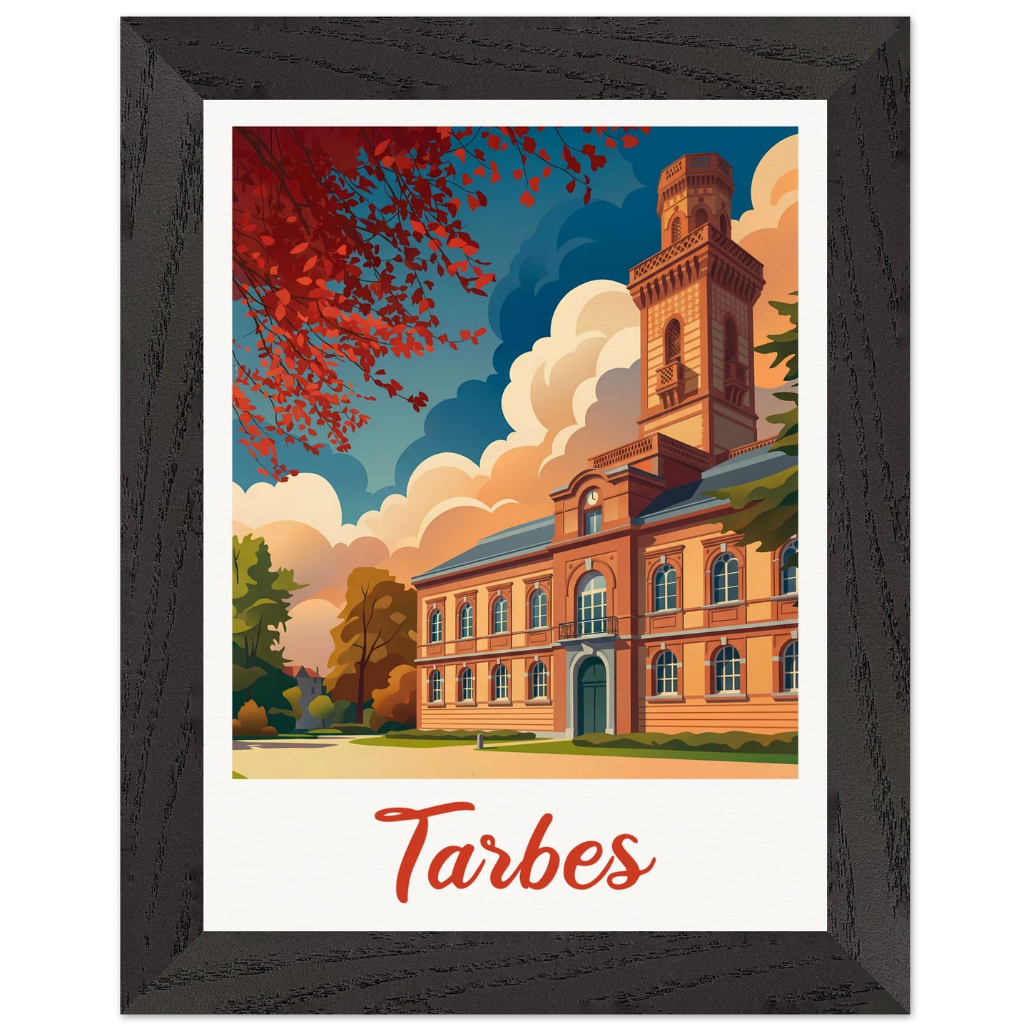 Affiche Tarbes - Encadrée, cadre noir 15x20 cm