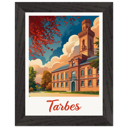 Affiche Tarbes - Encadrée, cadre noir 15x20 cm