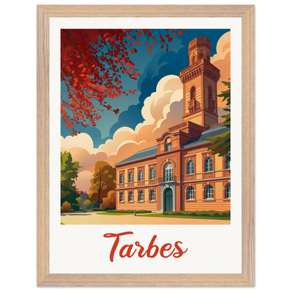 Affiche Tarbes - Encadrée, cadre bois 30x40 cm