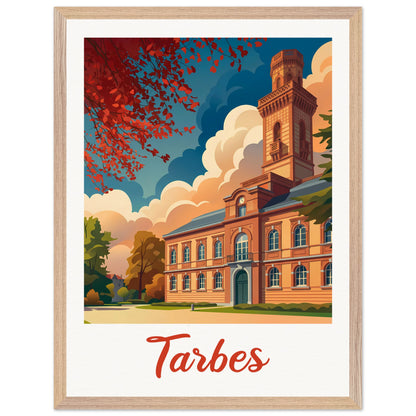 Affiche Tarbes - Encadrée, cadre bois 45x60 cm