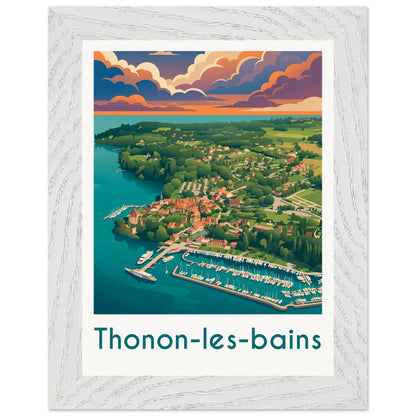 Affiche Thonon-les-Bains - Encadrée, cadre blanc 15x20 cm