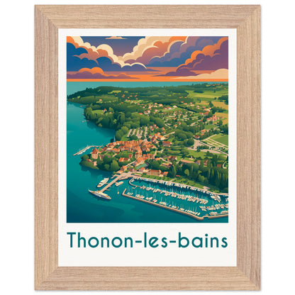 Affiche Thonon-les-Bains - Encadrée, cadre bois 15x20 cm