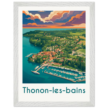 Affiche Thonon-les-Bains - Encadrée, cadre blanc 30x40 cm
