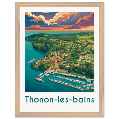 Affiche Thonon-les-Bains - Encadrée, cadre bois 30x40 cm