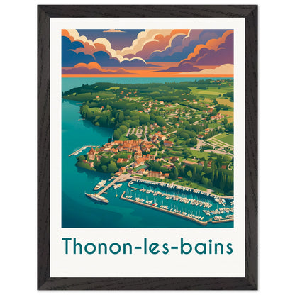 Affiche Thonon-les-Bains - Encadrée, cadre noir 30x40 cm
