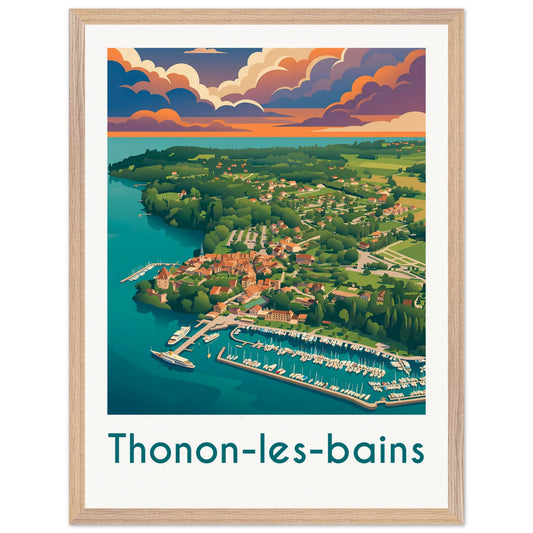 Affiche Thonon-les-Bains - Encadrée, cadre bois 45x60 cm