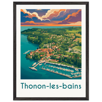 Affiche Thonon-les-Bains - Encadrée, cadre noir 45x60 cm