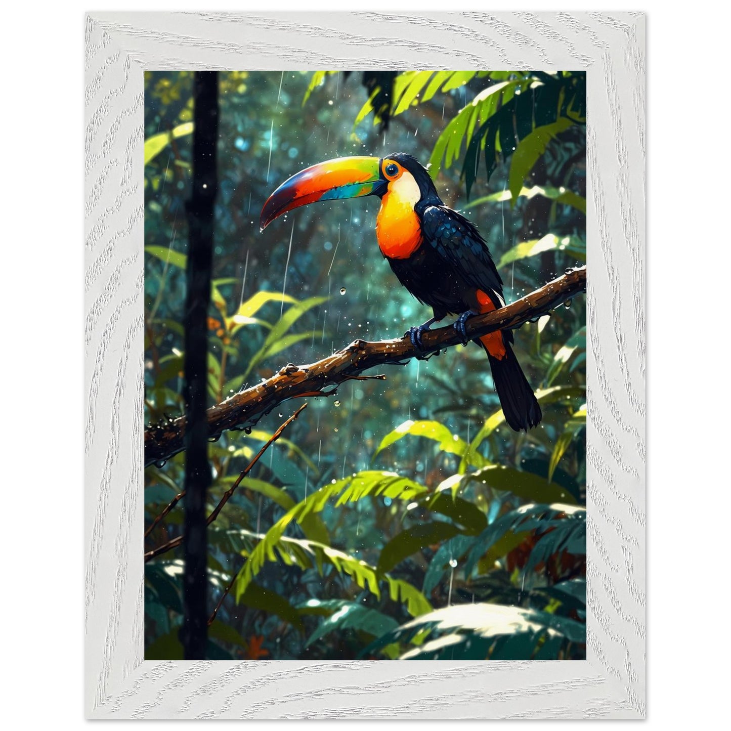 Affiche Toucan à Carène Encadrée, cadre blanc 15x20 cm