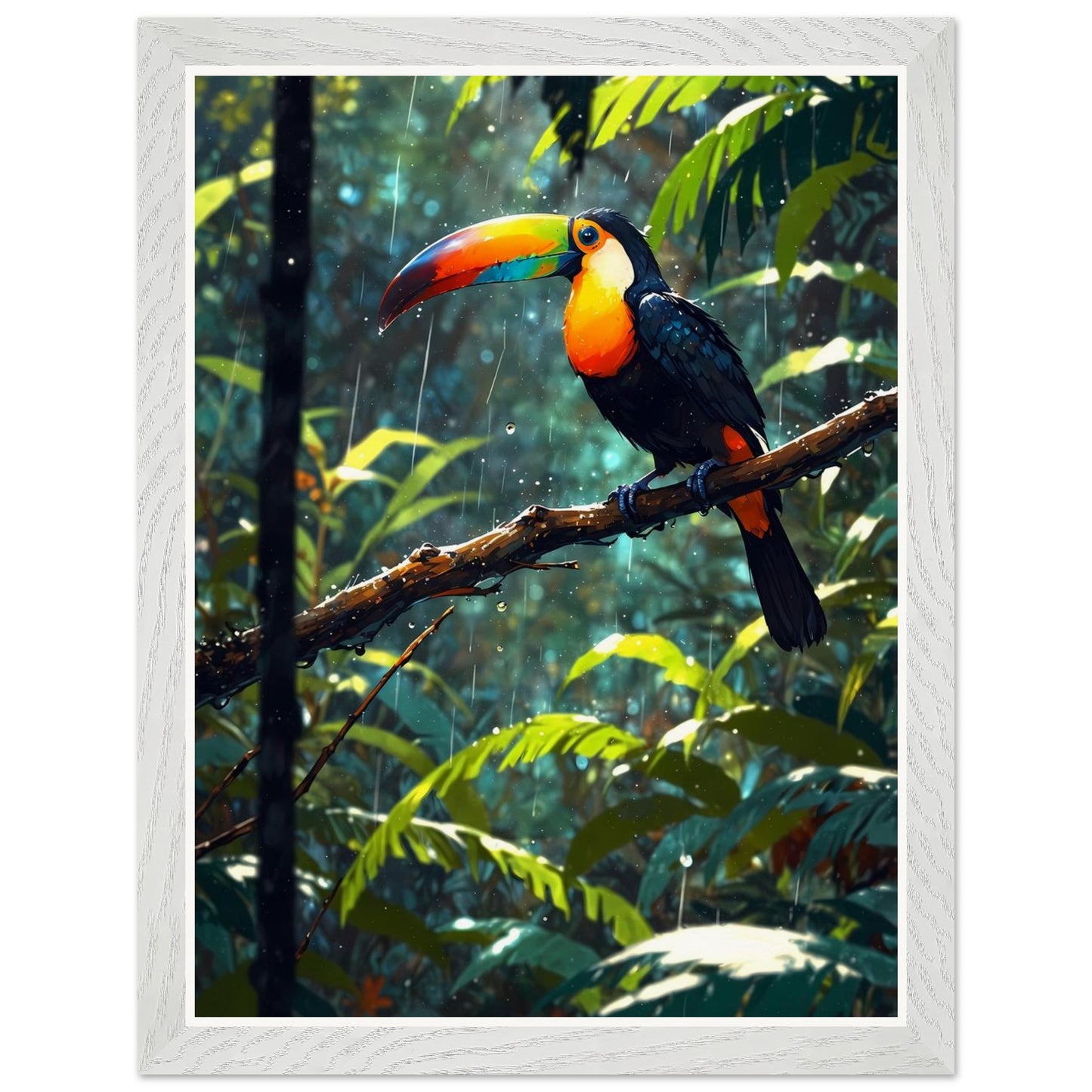 Affiche Toucan à Carène Encadrée, cadre blanc 30x40 cm