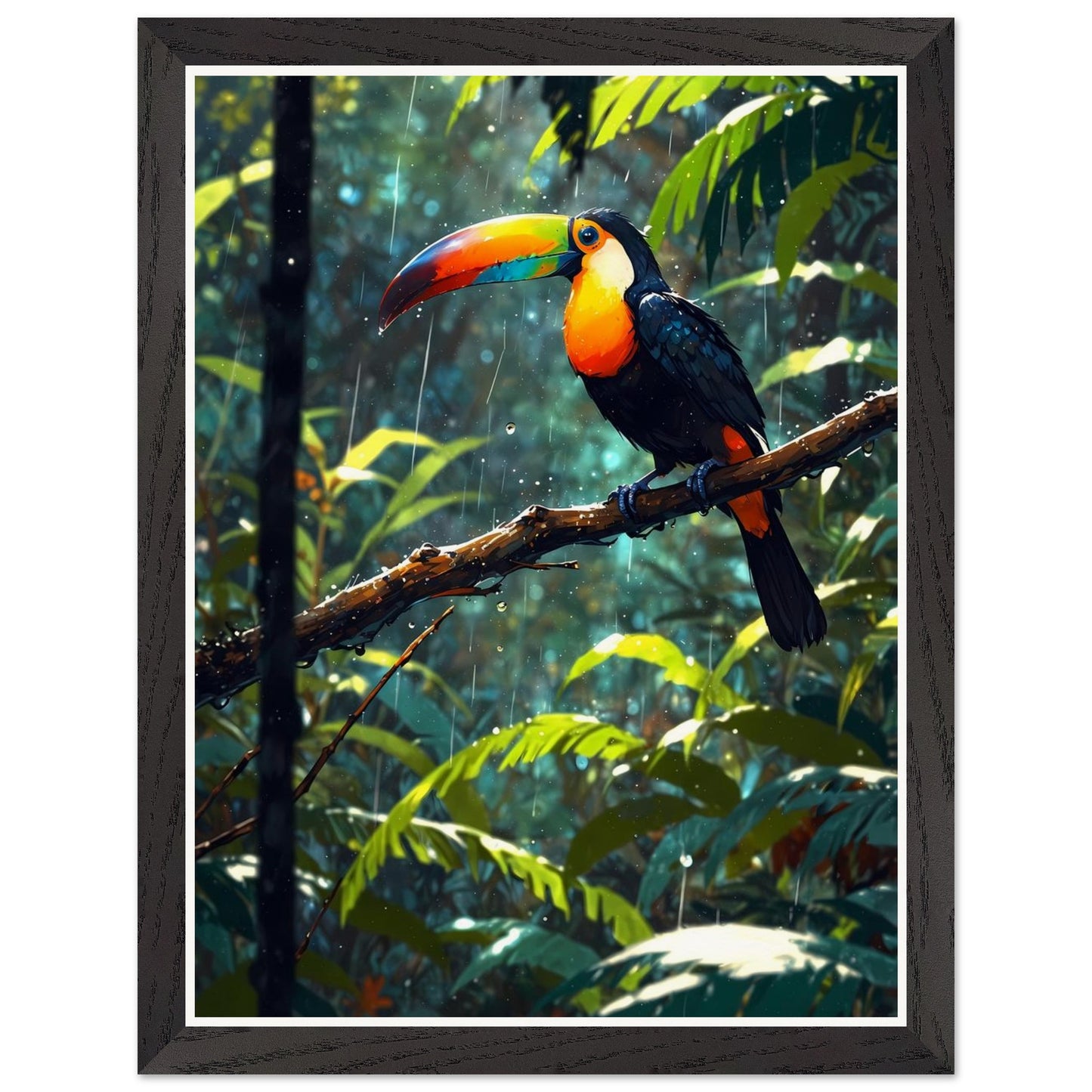 Affiche Toucan à Carène Encadrée, cadre noir 30x40 cm