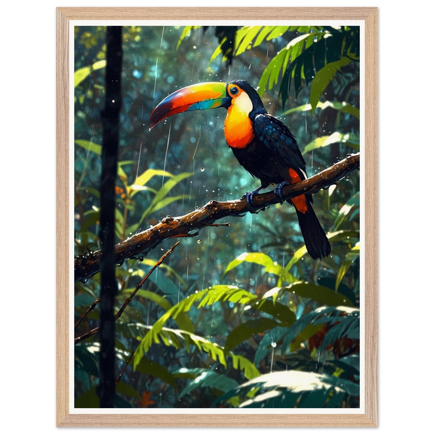 Affiche Toucan à Carène Encadrée, cadre bois 45x60 cm