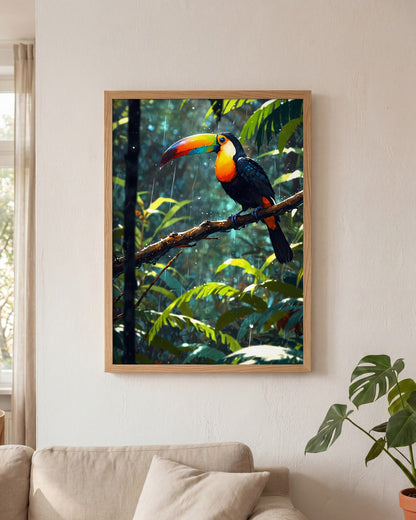 Affiche Toucan à Carène Encadrée, mockup en situation dans un interieur, Muchimura