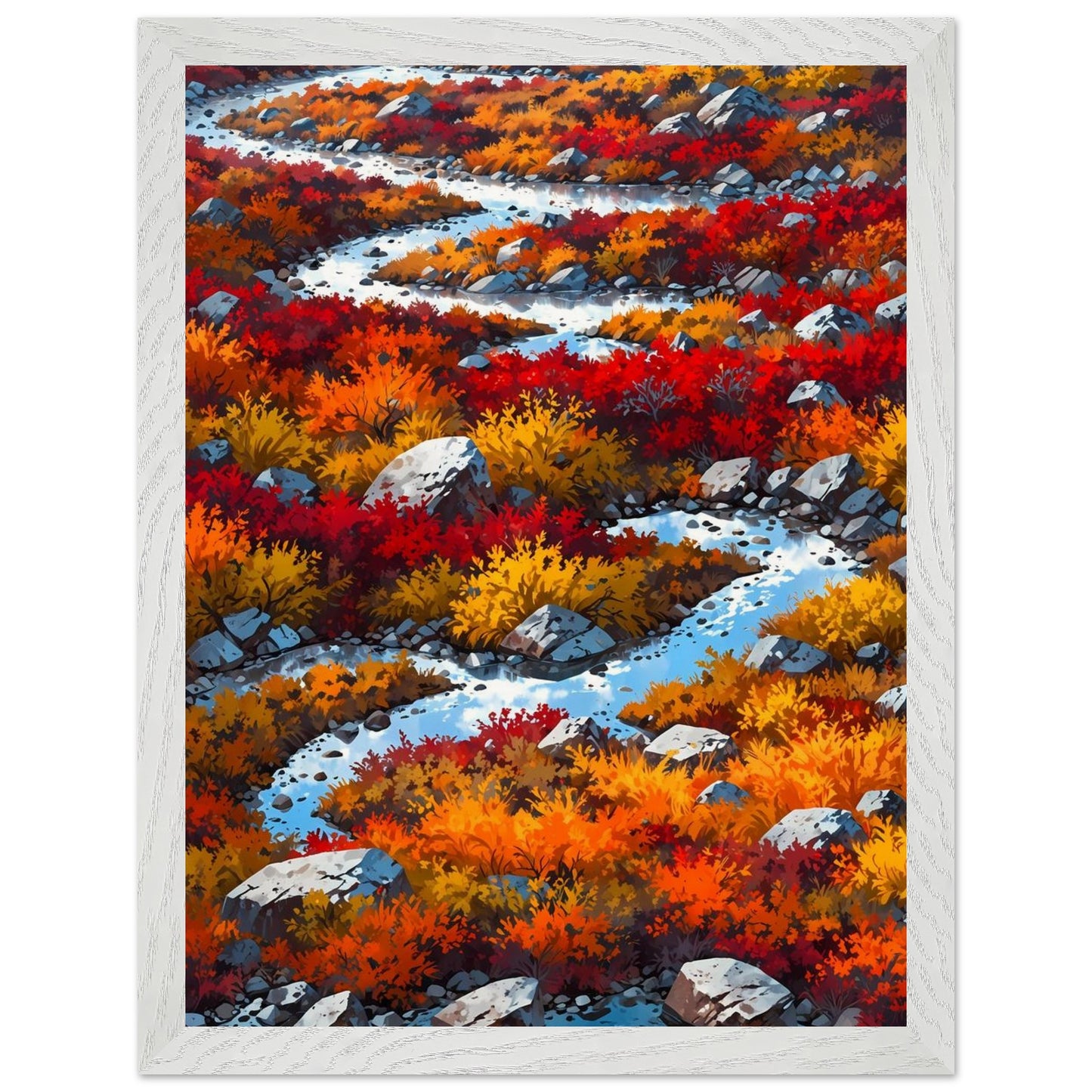 Affiche Toundra en automne Encadrée, cadre blanc 30x40 cm