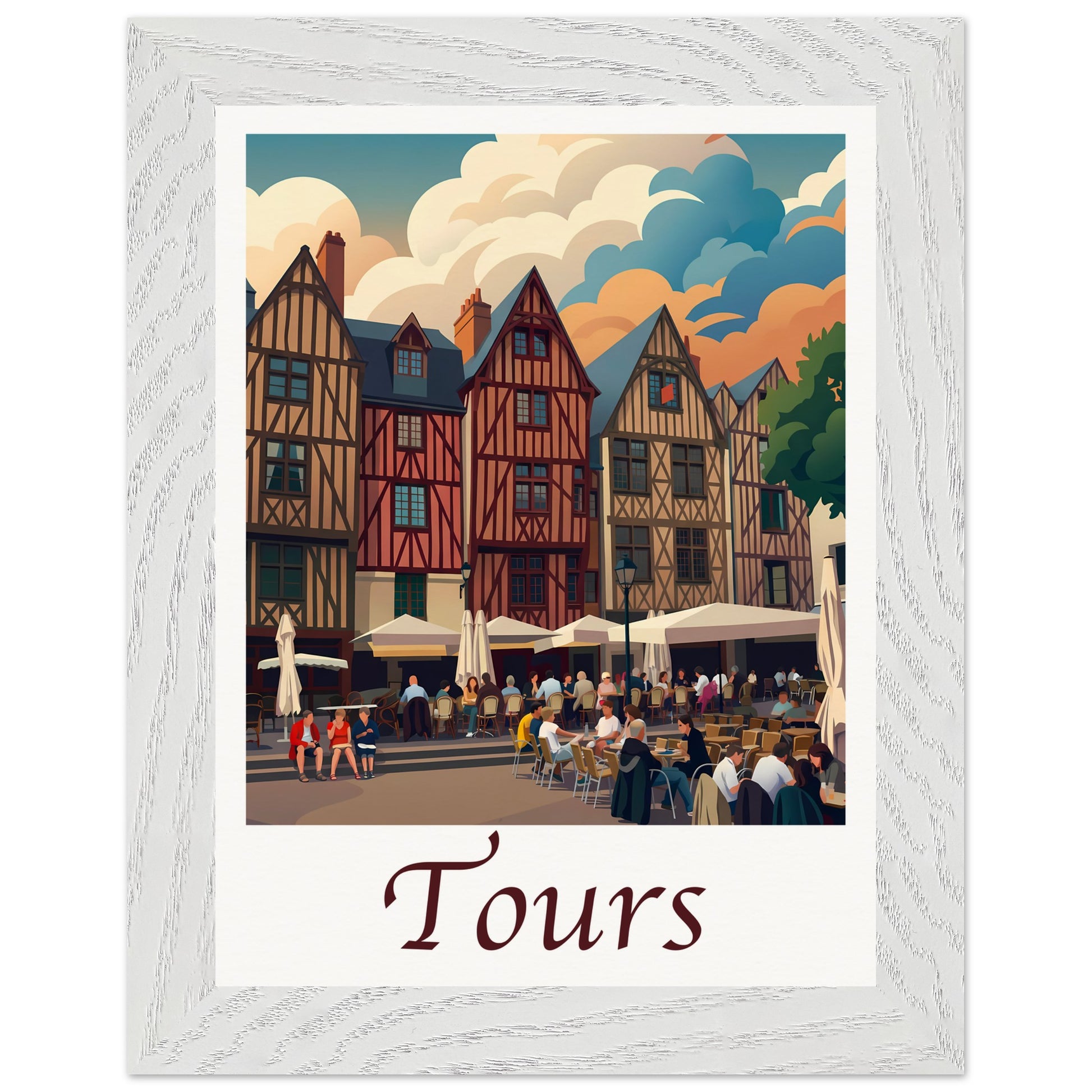 Affiche Tours - Encadrée, cadre blanc 15x20 cm