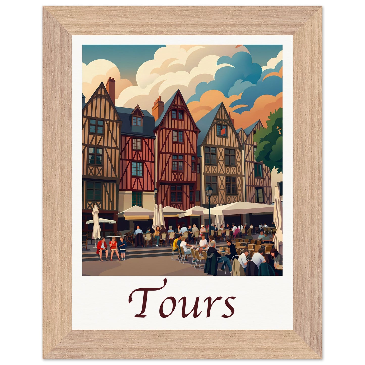 Affiche Tours - Encadrée, cadre bois 15x20 cm