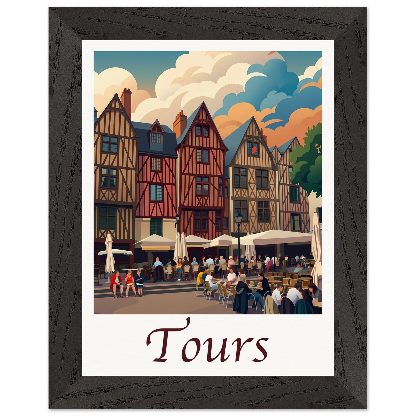 Affiche Tours - Encadrée, cadre noir 15x20 cm