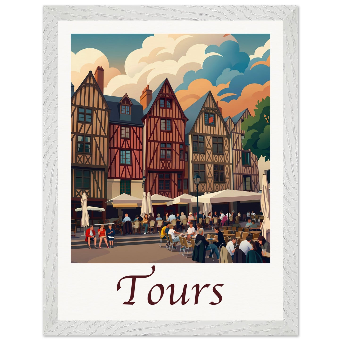 Affiche Tours - Encadrée, cadre blanc 30x40 cm