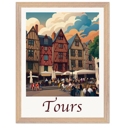 Affiche Tours - Encadrée, cadre bois 30x40 cm