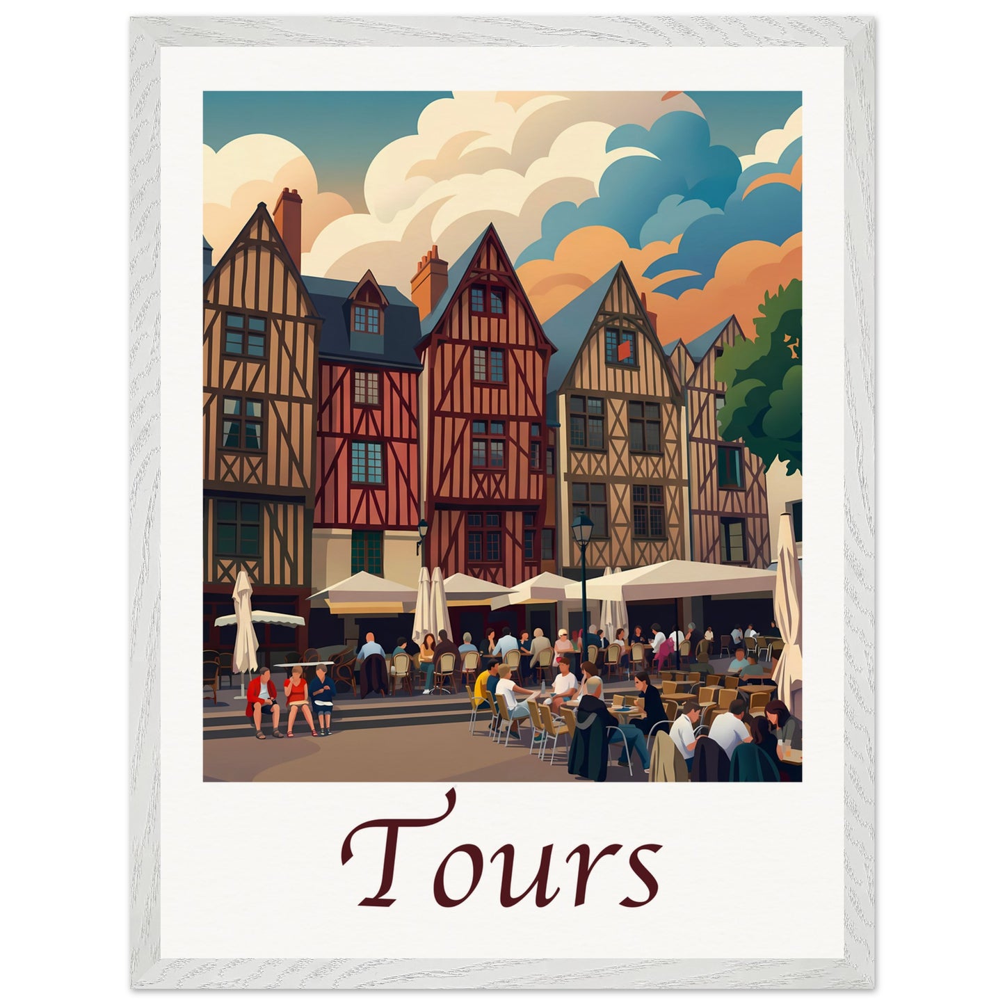 Affiche Tours - Encadrée, cadre blanc 45x60 cm