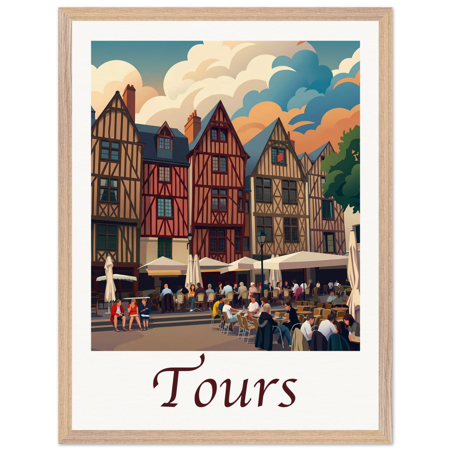 Affiche Tours - Encadrée, cadre bois 45x60 cm