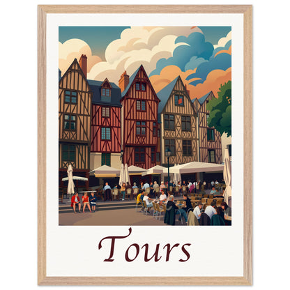 Affiche Tours - Encadrée, cadre bois 45x60 cm