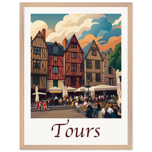 Affiche Tours - Encadrée, cadre bois 45x60 cm