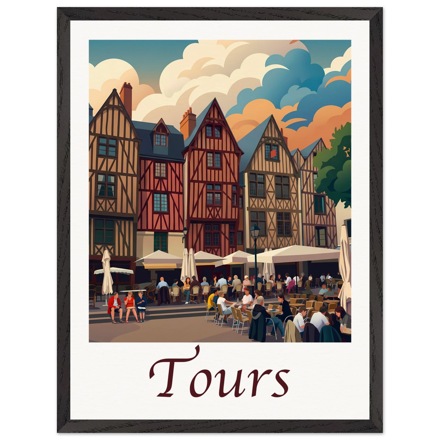 Affiche Tours - Encadrée, cadre noir 45x60 cm