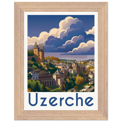 Affiche Uzerche - Encadrée, cadre bois 15x20 cm