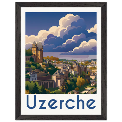 Affiche Uzerche - Encadrée, cadre noir 30x40 cm