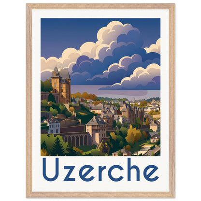 Affiche Uzerche - Encadrée, cadre bois 45x60 cm