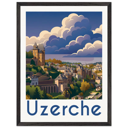 Affiche Uzerche - Encadrée, cadre noir 45x60 cm