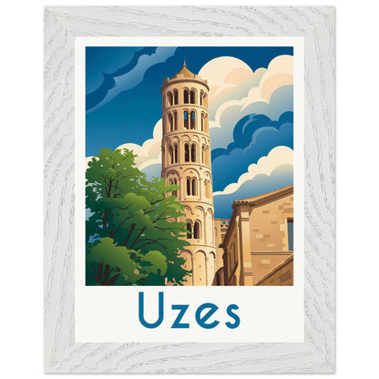 Affiche Uzès - Encadrée, cadre blanc 15x20 cm