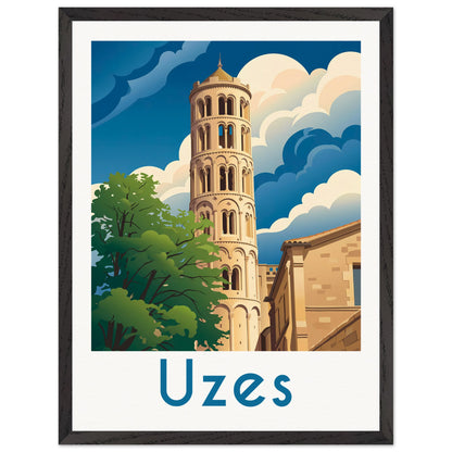 Affiche Uzès - Encadrée, cadre noir 45x60 cm