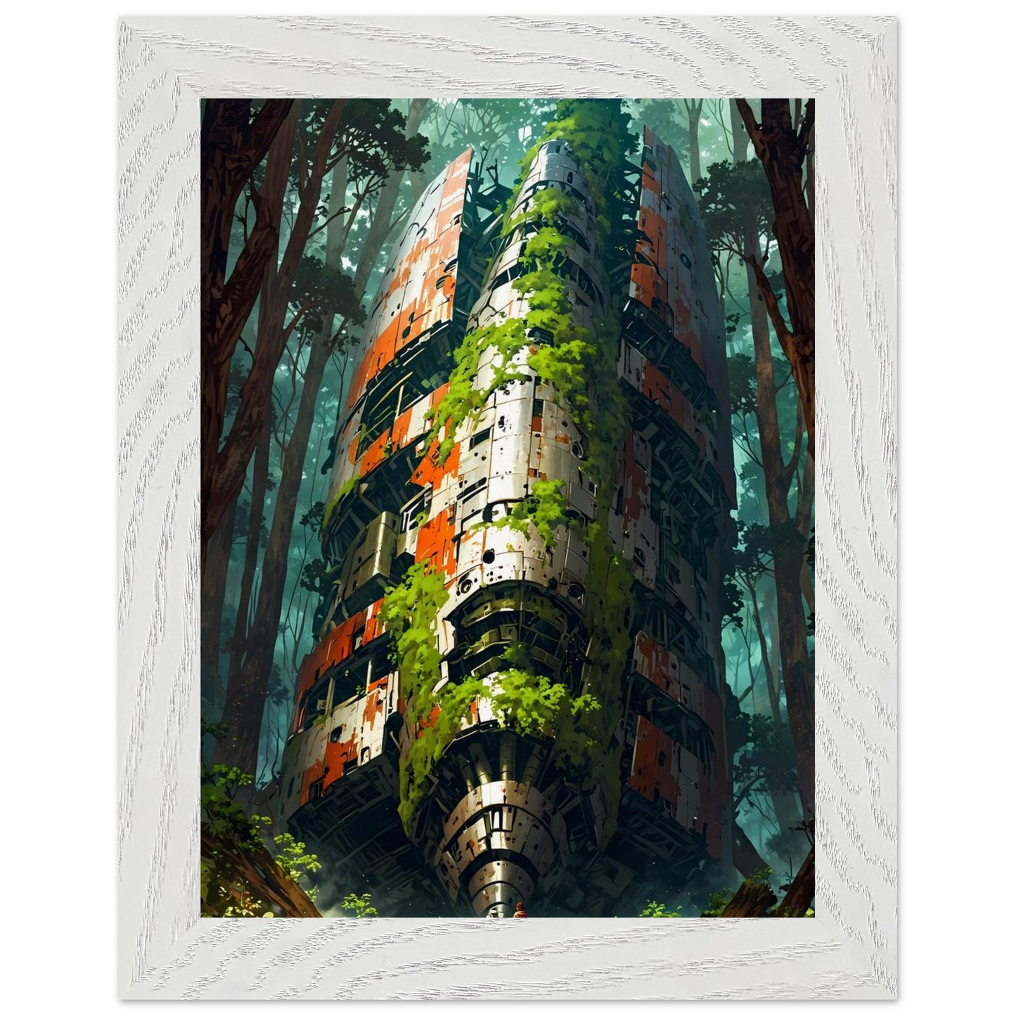Affiche Vaisseau de Métal Encadrée, cadre blanc 15x20 cm