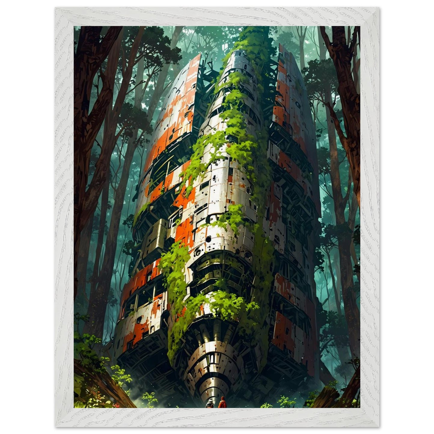 Affiche Vaisseau de Métal Encadrée, cadre blanc 30x40 cm