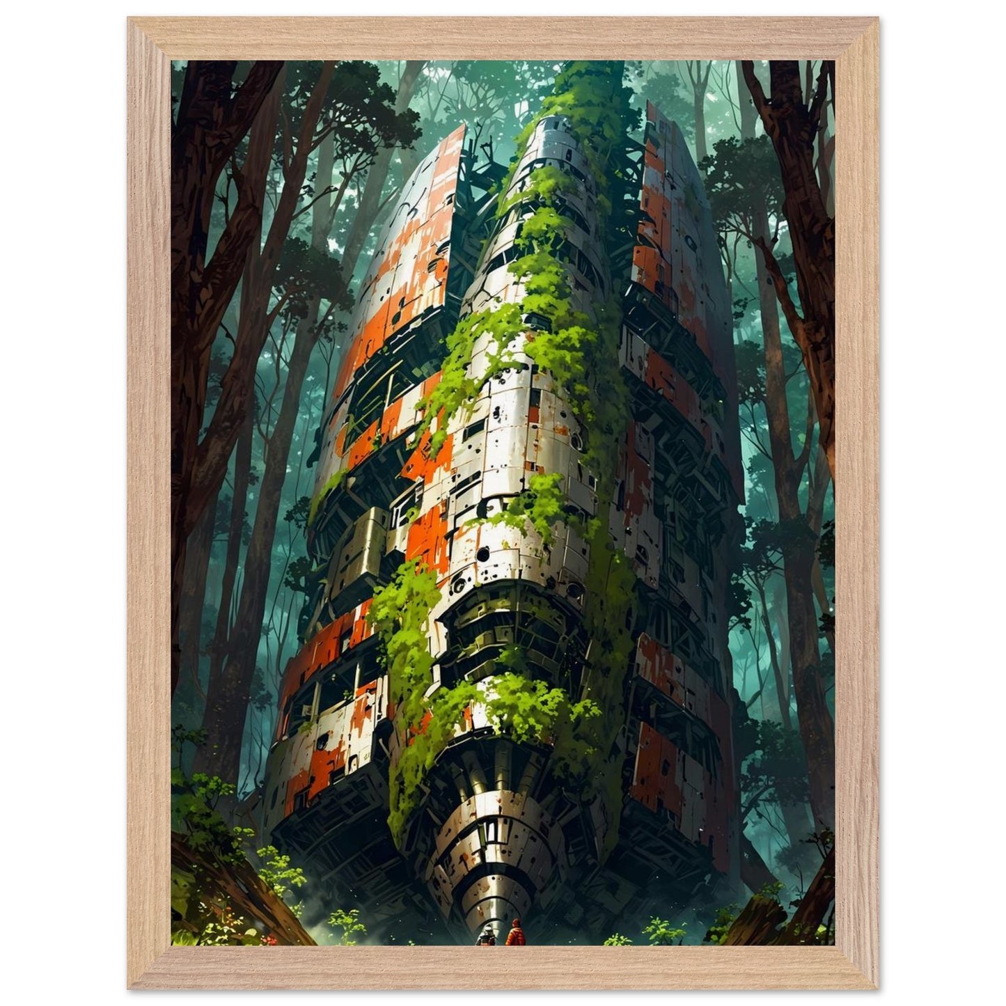 Affiche Vaisseau de Métal Encadrée, cadre bois 30x40 cm