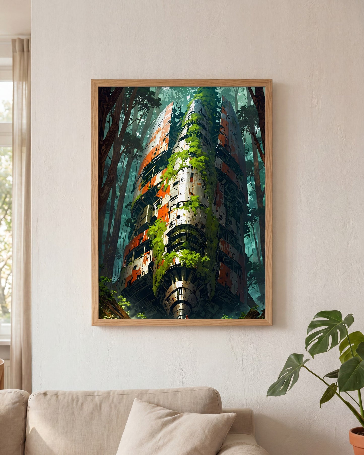 Affiche Vaisseau de Métal Encadrée, mockup en situation dans un interieur, Muchimura